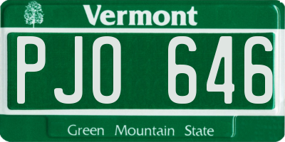VT license plate PJO646