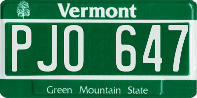 VT license plate PJO647