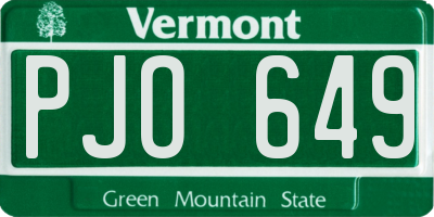 VT license plate PJO649