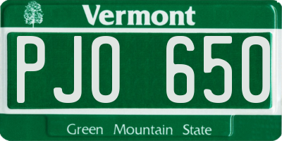 VT license plate PJO650