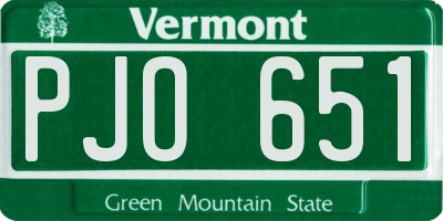 VT license plate PJO651