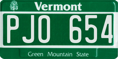 VT license plate PJO654