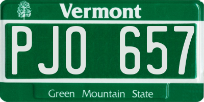 VT license plate PJO657
