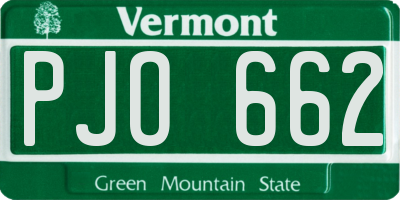 VT license plate PJO662