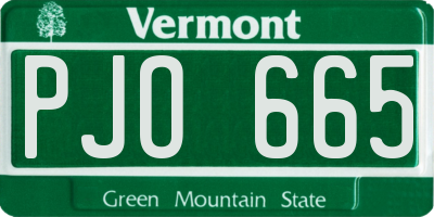 VT license plate PJO665