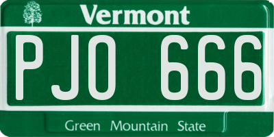 VT license plate PJO666