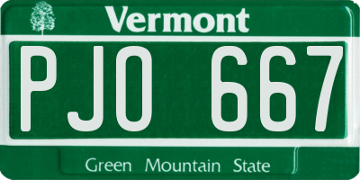 VT license plate PJO667