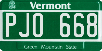 VT license plate PJO668