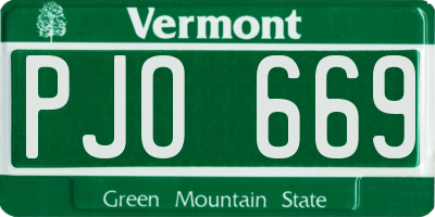 VT license plate PJO669