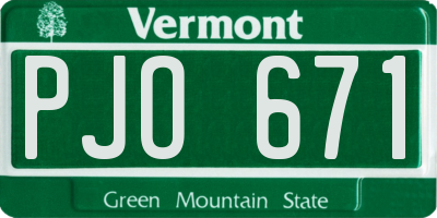 VT license plate PJO671