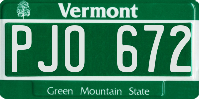 VT license plate PJO672