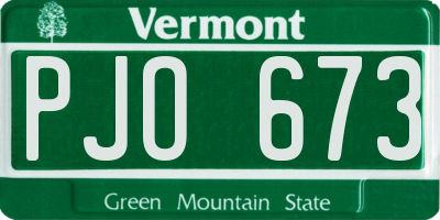 VT license plate PJO673