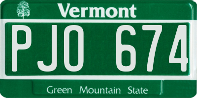 VT license plate PJO674