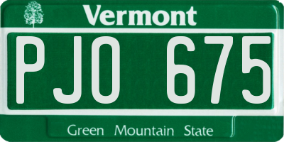 VT license plate PJO675