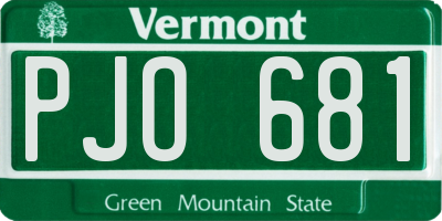 VT license plate PJO681