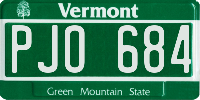 VT license plate PJO684