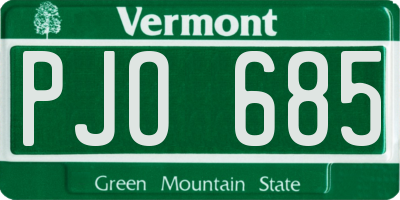 VT license plate PJO685