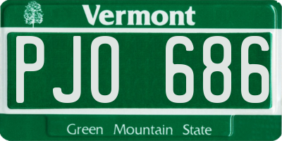 VT license plate PJO686