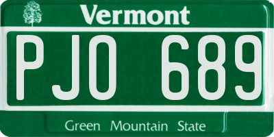 VT license plate PJO689