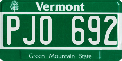 VT license plate PJO692