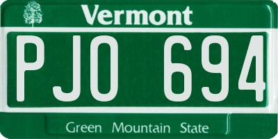 VT license plate PJO694