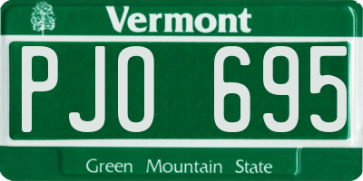 VT license plate PJO695