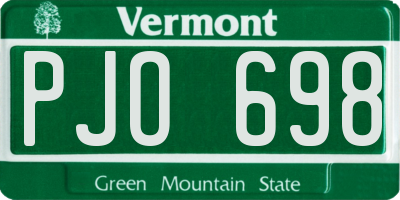 VT license plate PJO698