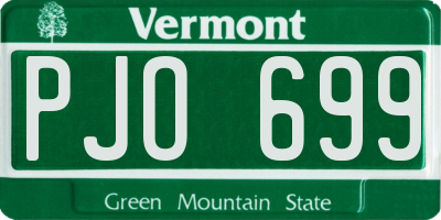 VT license plate PJO699