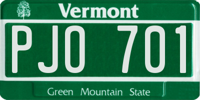 VT license plate PJO701