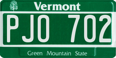 VT license plate PJO702