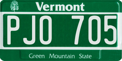 VT license plate PJO705