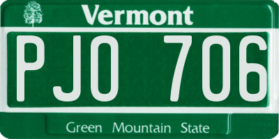 VT license plate PJO706