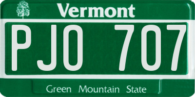 VT license plate PJO707