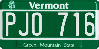 VT license plate PJO716