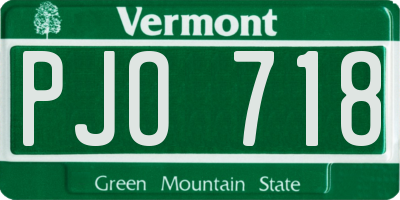 VT license plate PJO718