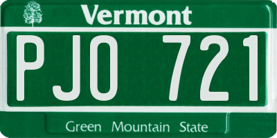 VT license plate PJO721