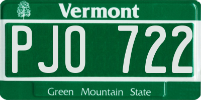 VT license plate PJO722