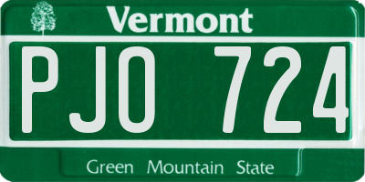 VT license plate PJO724