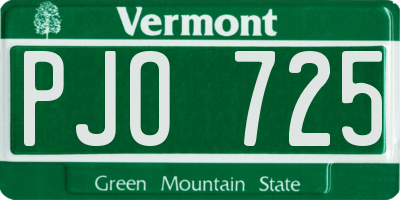 VT license plate PJO725