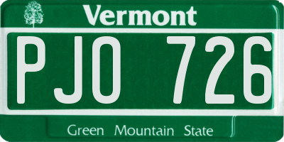 VT license plate PJO726