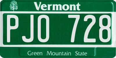 VT license plate PJO728