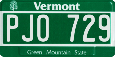 VT license plate PJO729