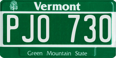 VT license plate PJO730