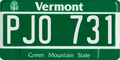 VT license plate PJO731