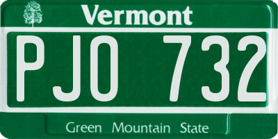 VT license plate PJO732