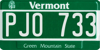 VT license plate PJO733