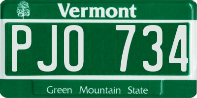 VT license plate PJO734