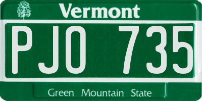 VT license plate PJO735
