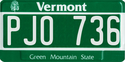 VT license plate PJO736