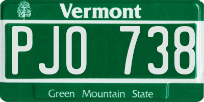 VT license plate PJO738